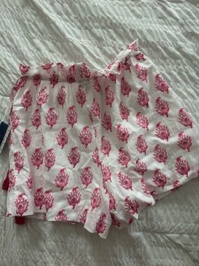 Target x roller rabbit White Shorts with Pink block print Floral Block Print